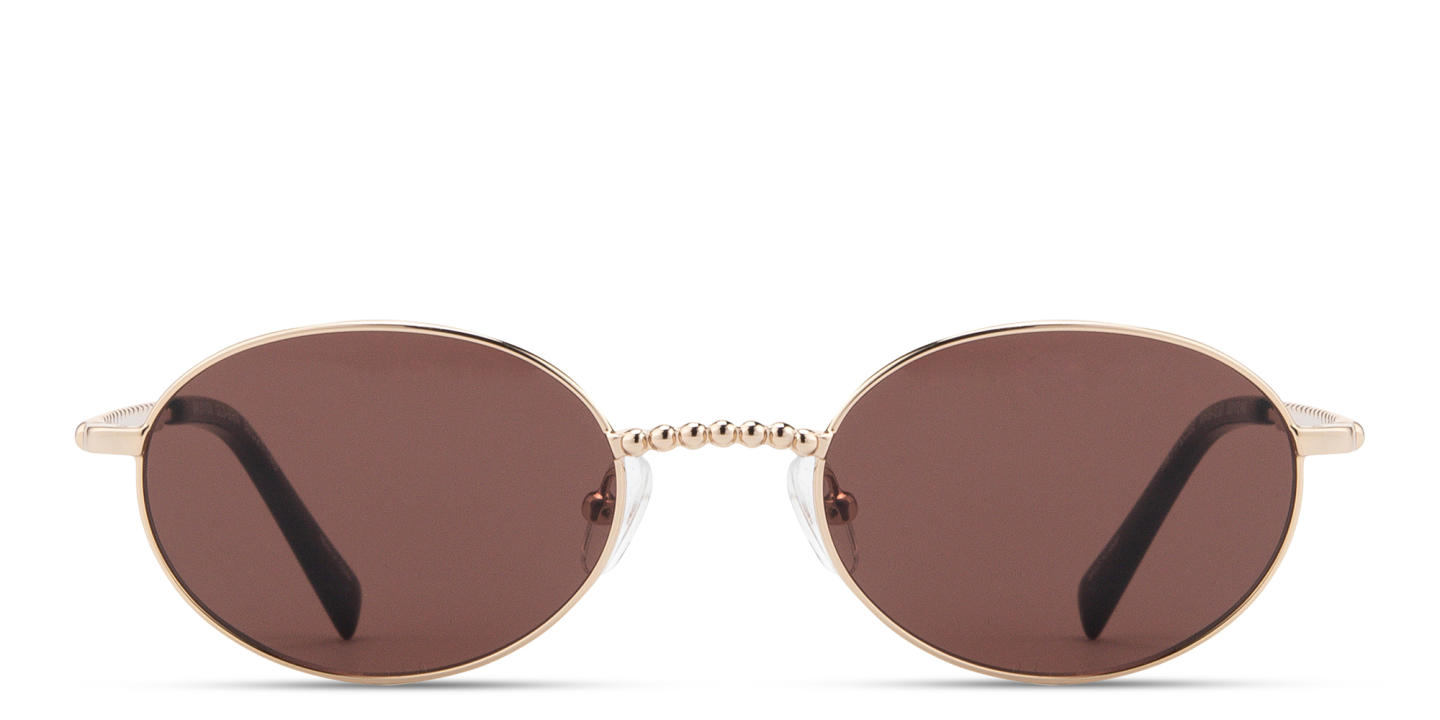 Shop TRICE Paloma Gold Ball Oval Sunglasses in Gold online.