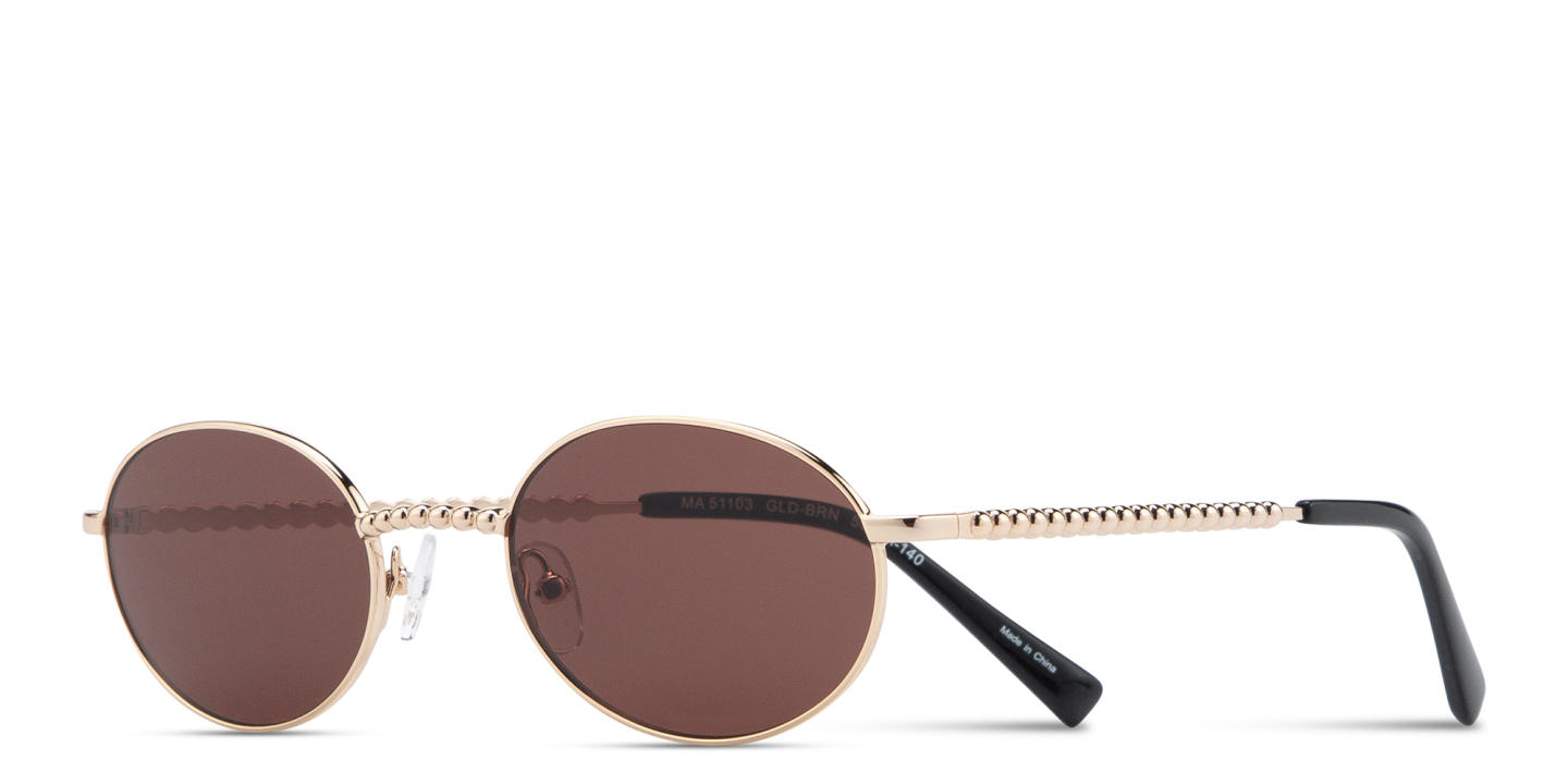 Shop TRICE Paloma Gold Ball Oval Sunglasses in Gold online.