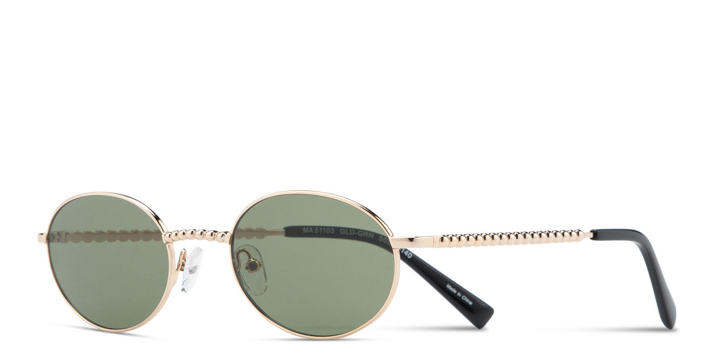 Shop TRICE Paloma Gold Ball Oval Sunglasses in Gold online.