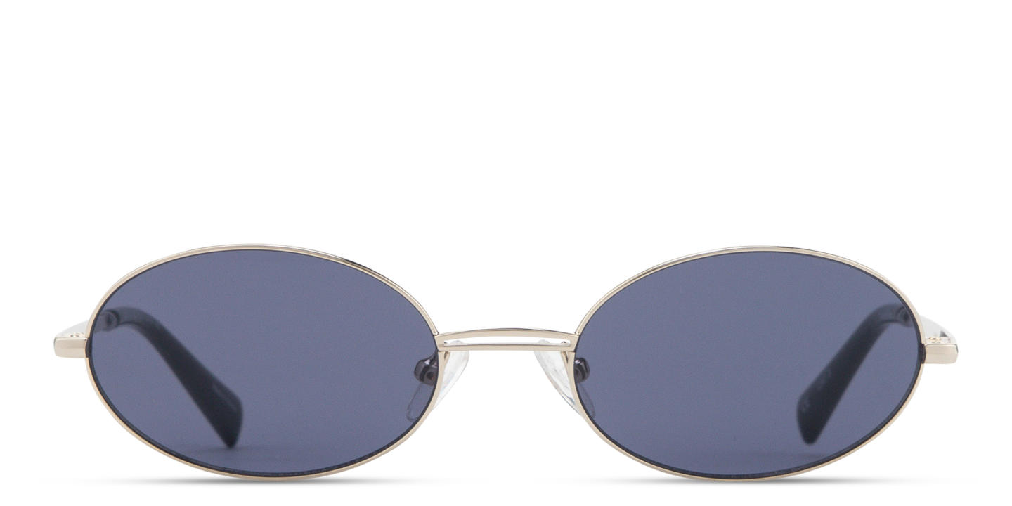 Shop TRICE Mila Chain Oval Sunglasses in Gold online.