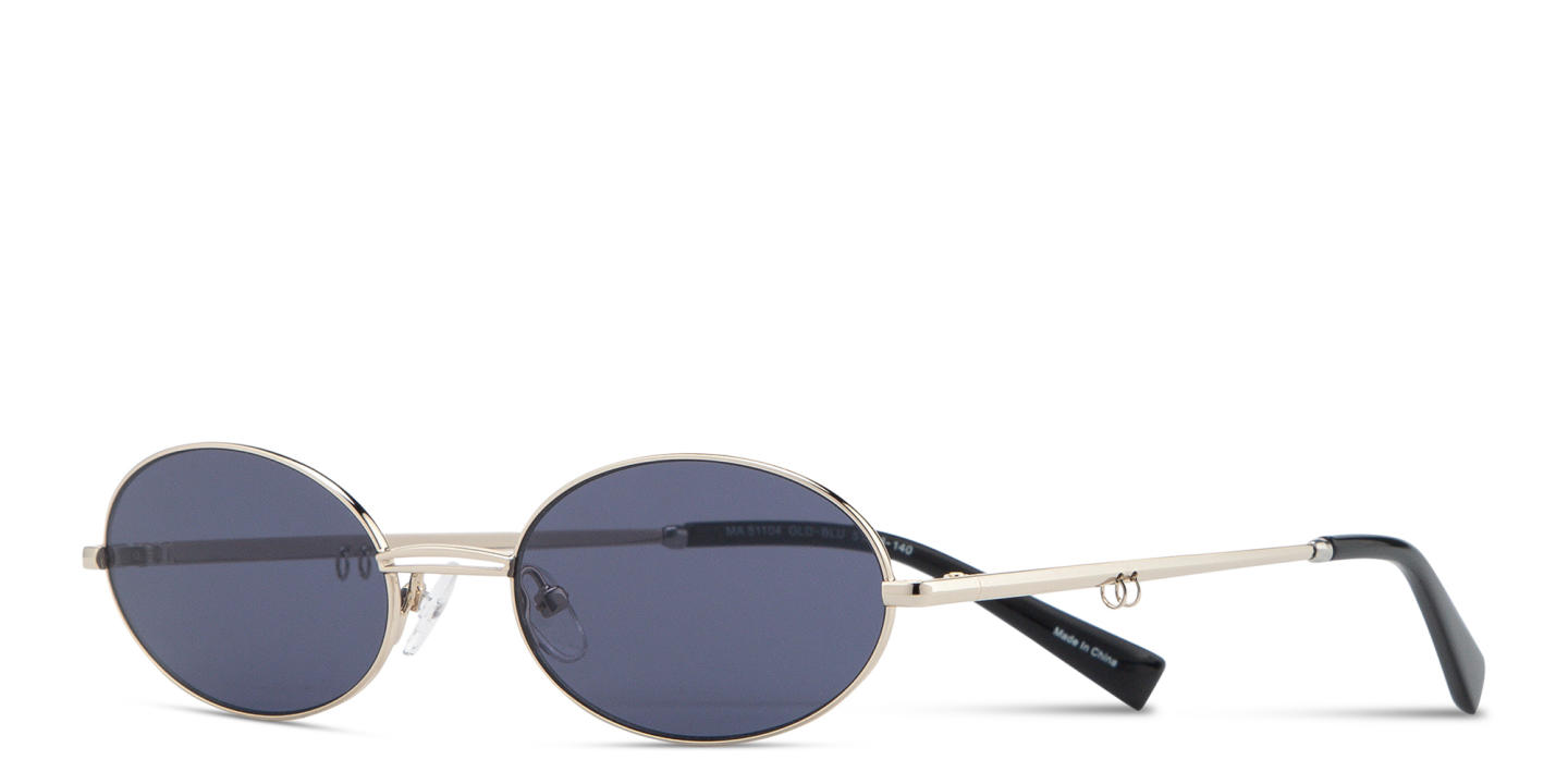 Shop TRICE Mila Chain Oval Sunglasses in Gold online.