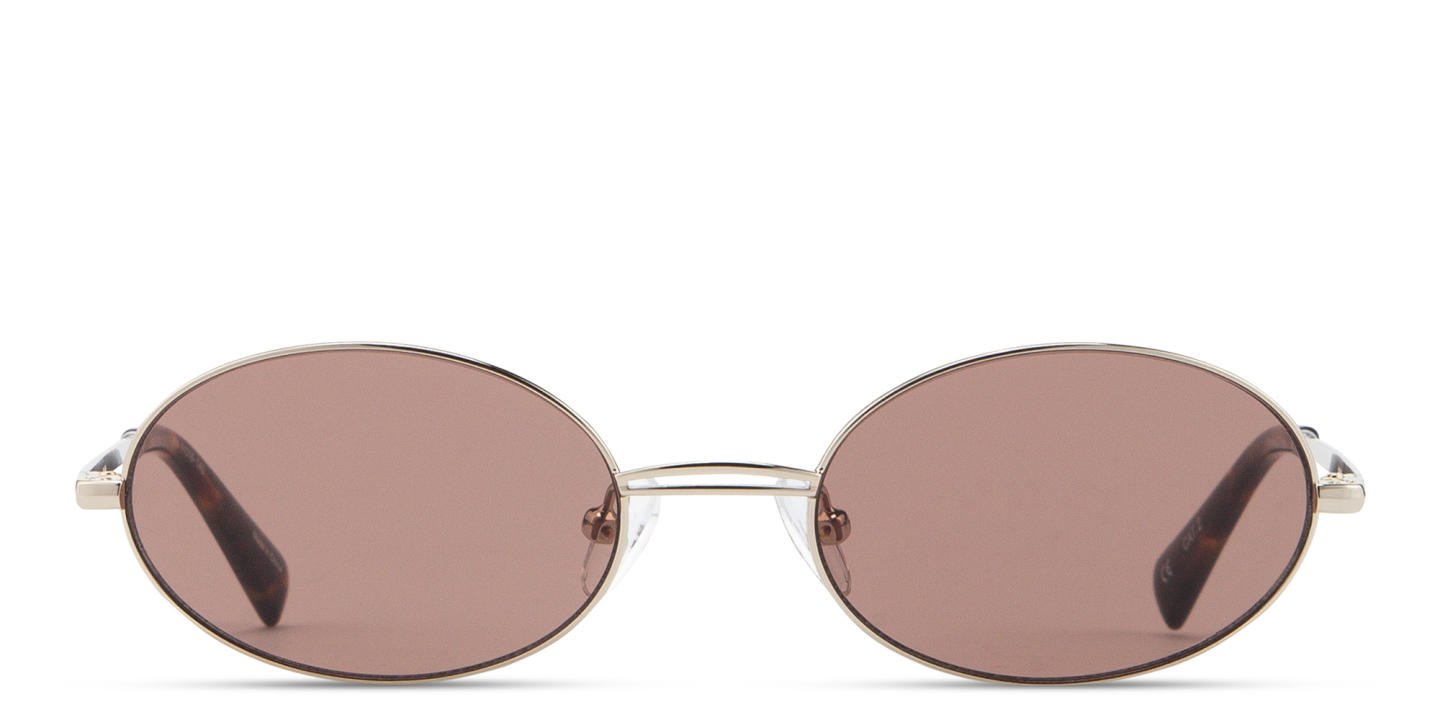 Shop TRICE Mila Chain Oval Sunglasses in Light Gold online.