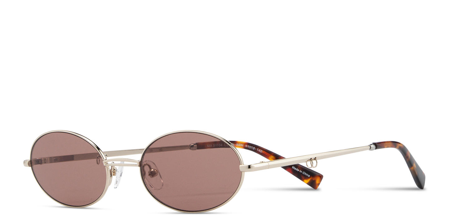 Shop TRICE Mila Chain Oval Sunglasses in Light Gold online.