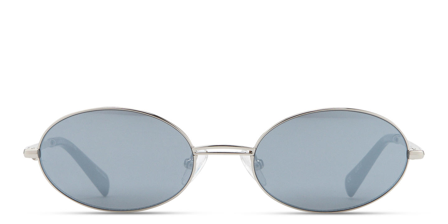 Shop TRICE Mila Chain Oval Sunglasses in Silver online.