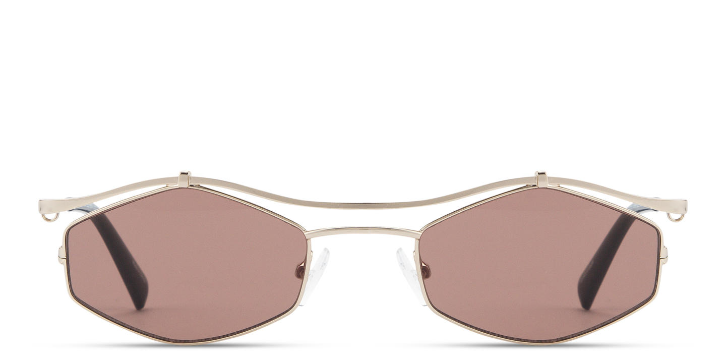 Shop TRICE Leila Edgy Irregular Sunglasses in Gold online.