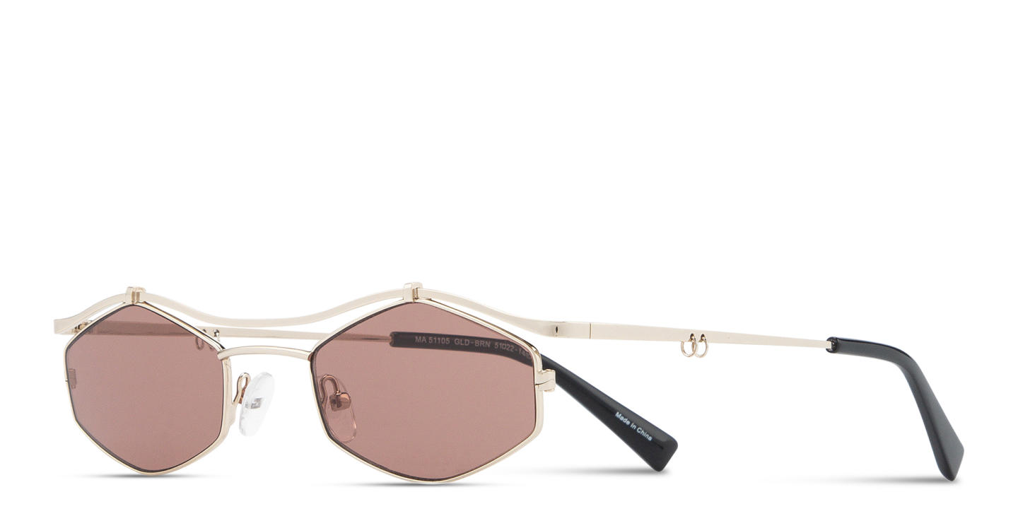 Shop TRICE Leila Edgy Irregular Sunglasses in Gold online.