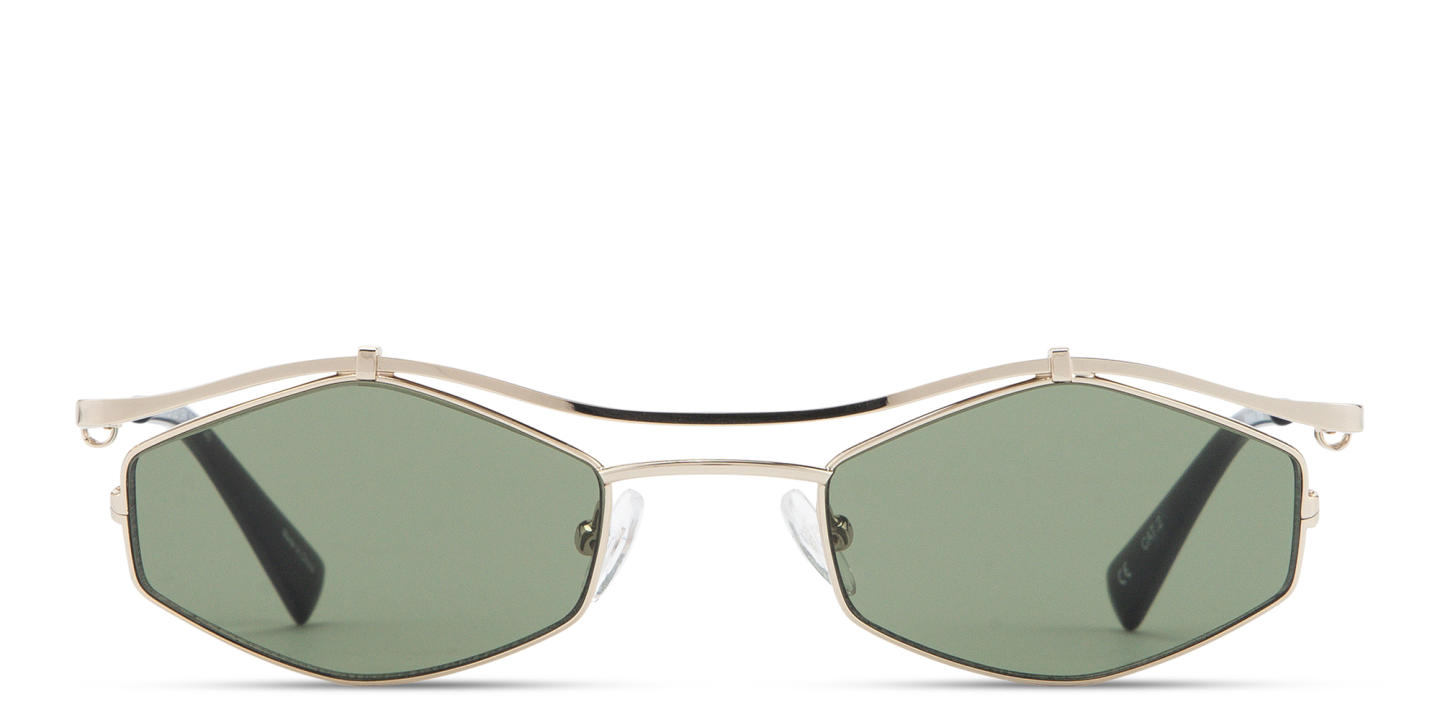 Shop TRICE Leila Edgy Irregular Sunglasses in Gold online.