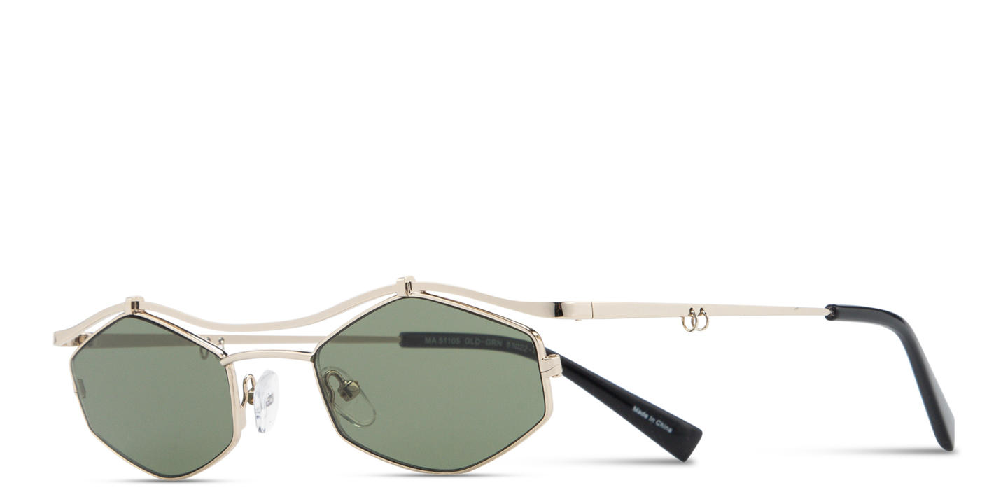 Shop TRICE Leila Edgy Irregular Sunglasses in Gold online.