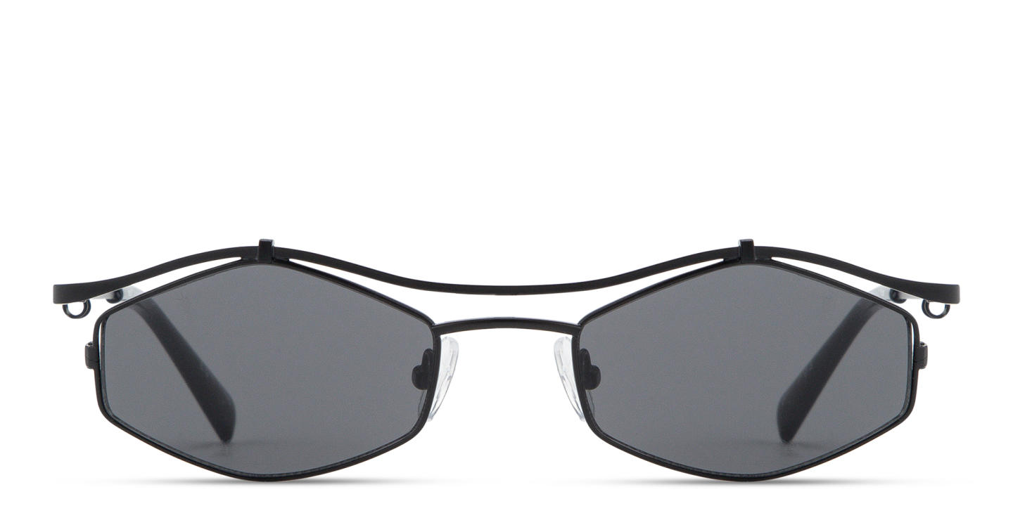 Shop TRICE Leila Edgy Irregular Sunglasses in Matte Black online.