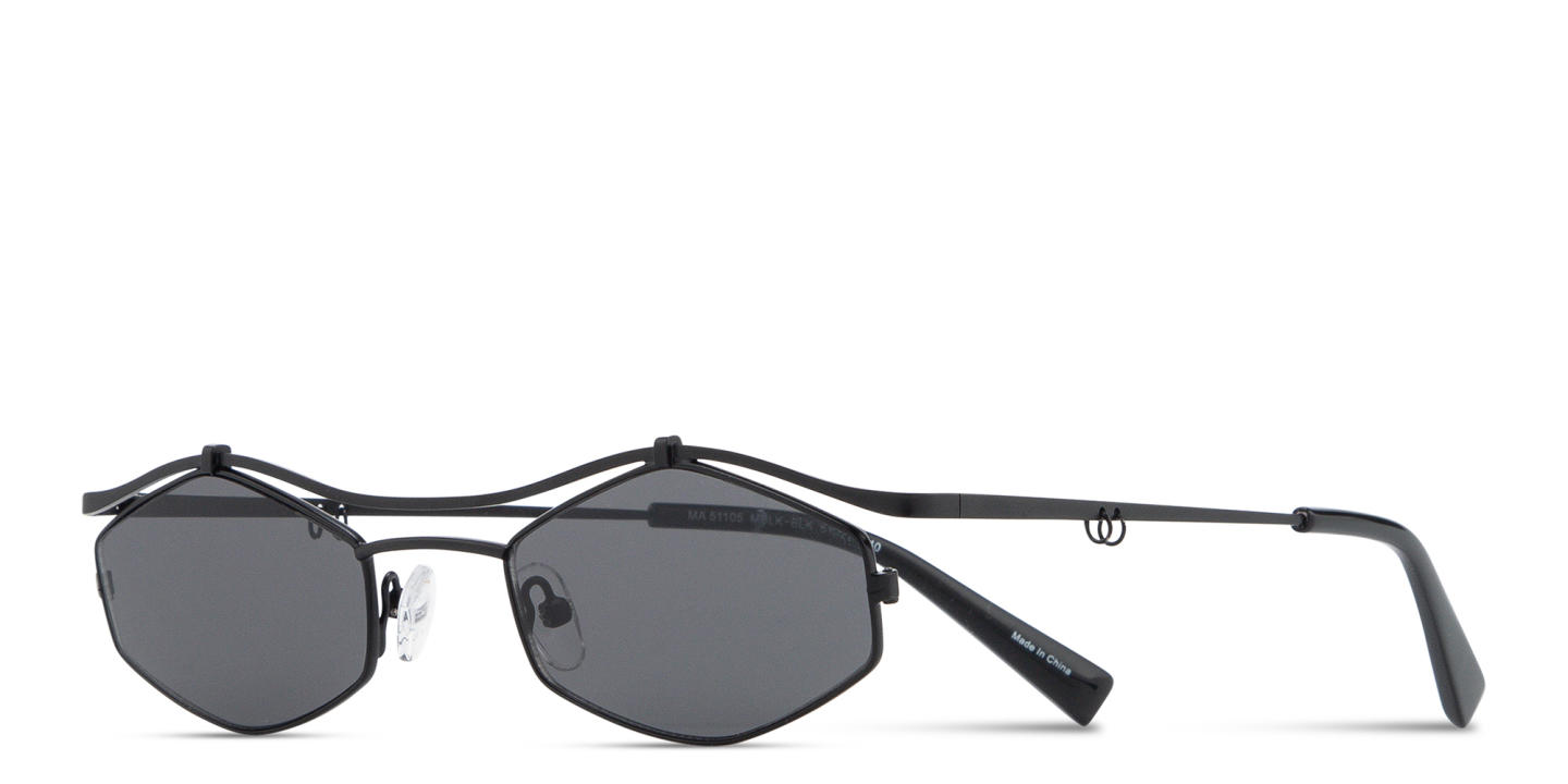 TRICE Leila Edgy Irregular Sunglasses in Matte Black – Product Photo 2