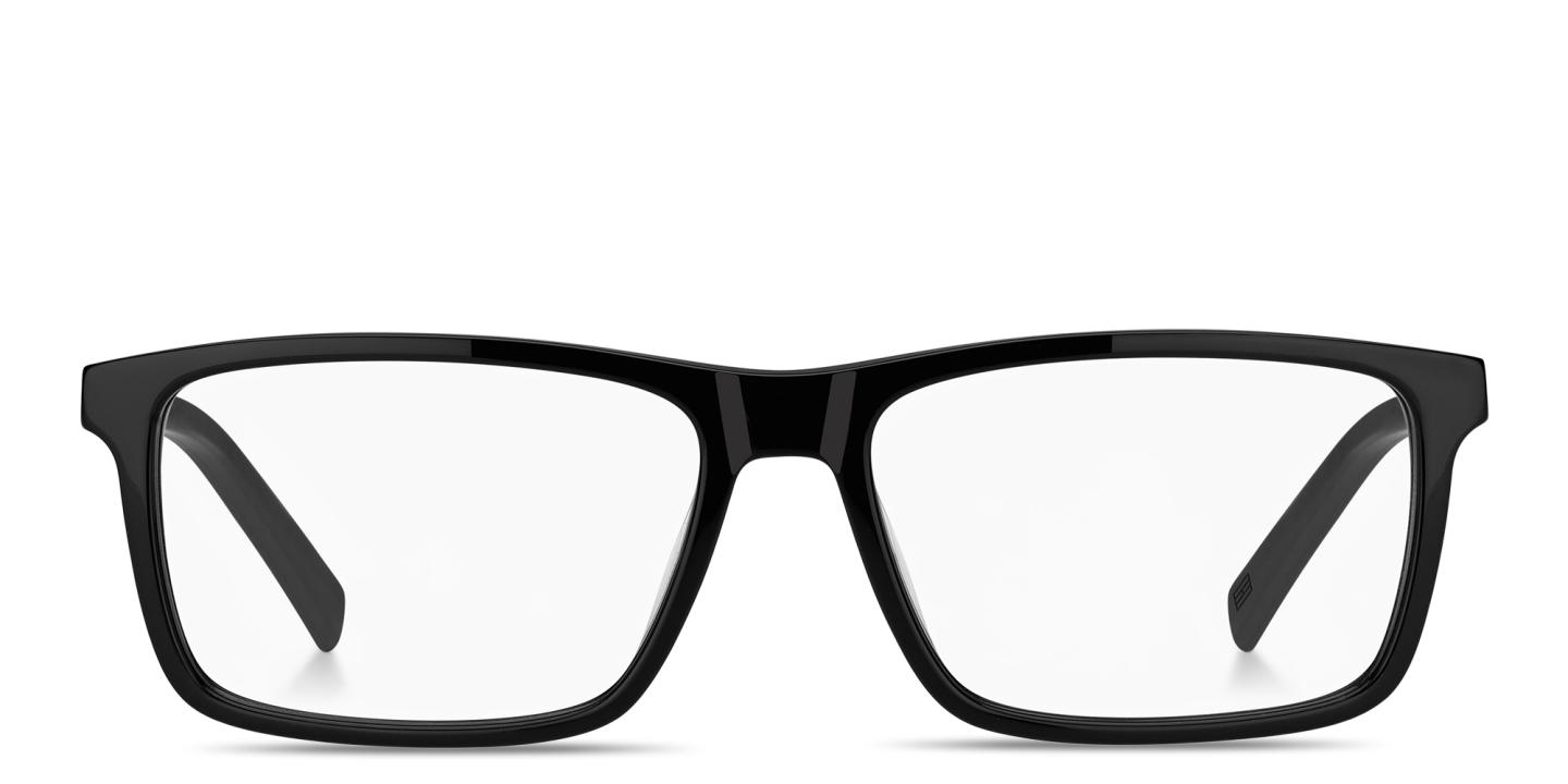 Tommy Hilfiger Logo Wide Rectangle Eyeglasses in Black – Product Photo 0
