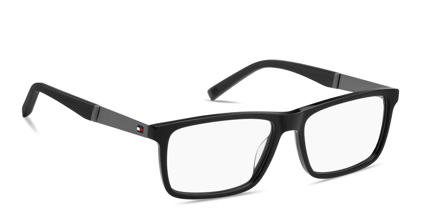 Tommy Hilfiger Logo Wide Rectangle Eyeglasses in Black – Product Photo 2