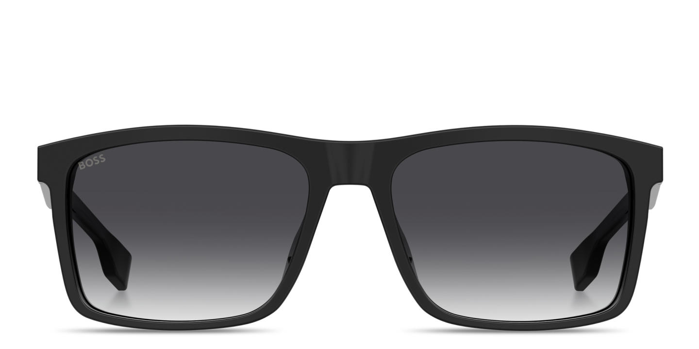 Shop Hugo Boss Logo Signature Rectangle Sunglasses in Black online.