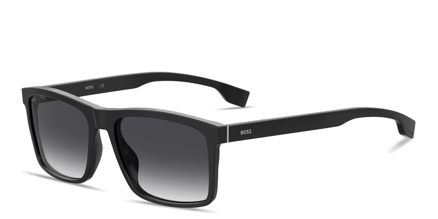 Shop Hugo Boss Logo Signature Rectangle Sunglasses in Black online.