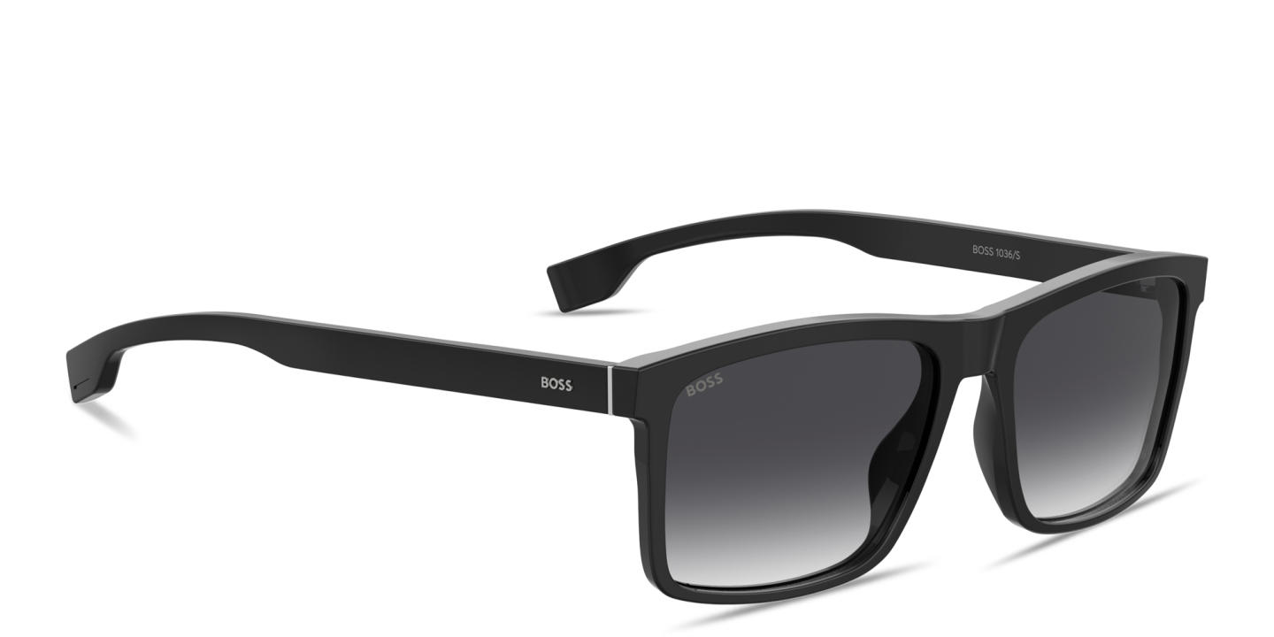 Shop Hugo Boss Logo Signature Rectangle Sunglasses in Black online.