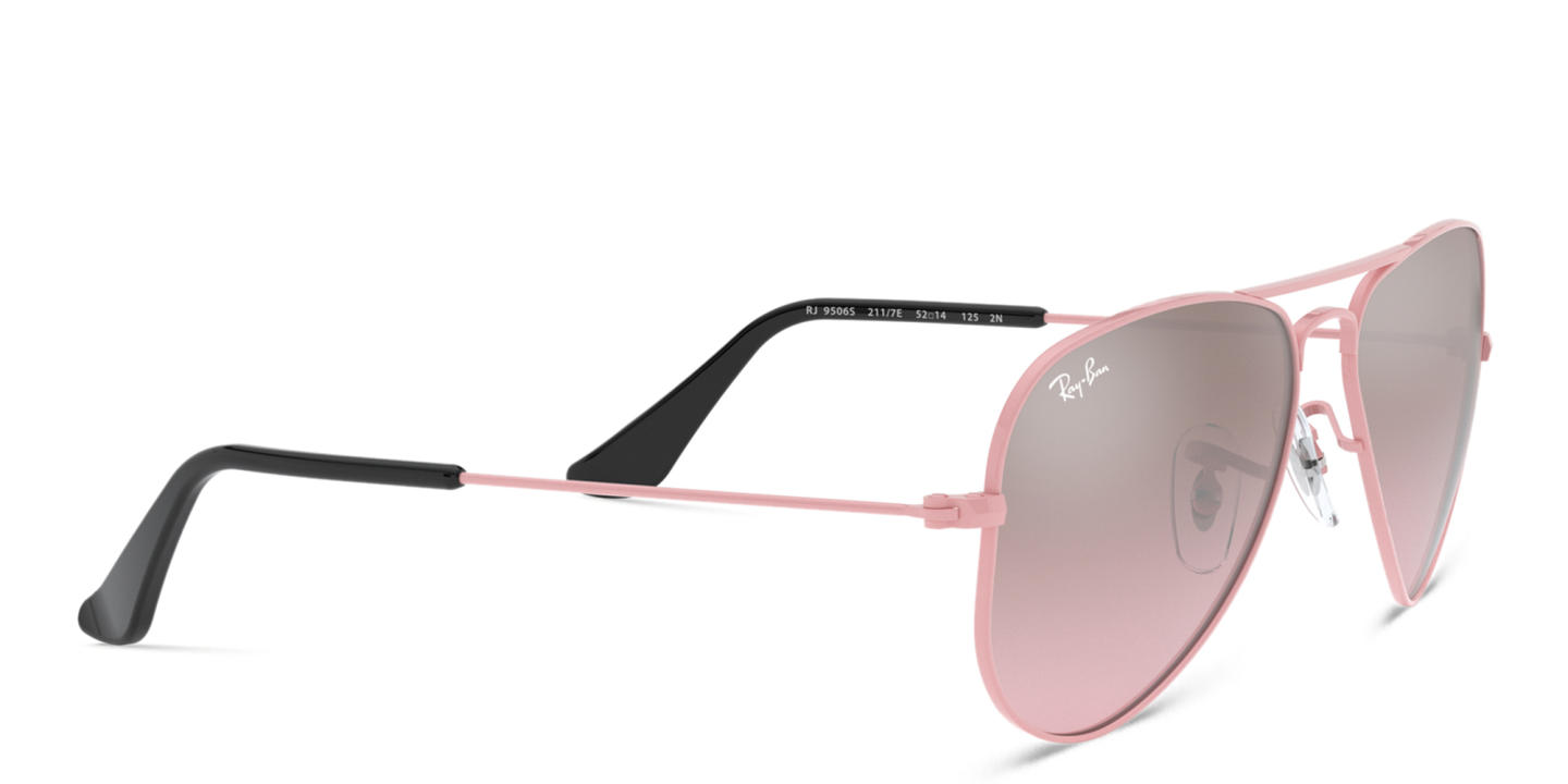 Shop Ray-Ban Junior Kids Aviator Sunglasses in Pink online.