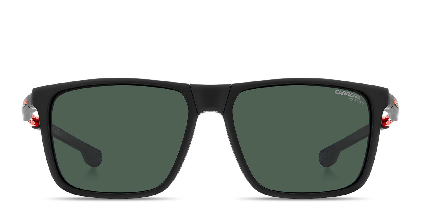 Shop Carrera Clip-On Wide Rectangle Eyeglasses in Black & Red online.