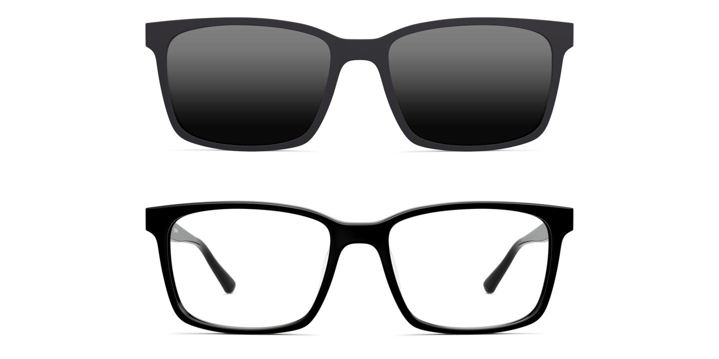 Shop Pair Eyewear The Kirby Unisex Eyeglasses with Sun Top in Black online.