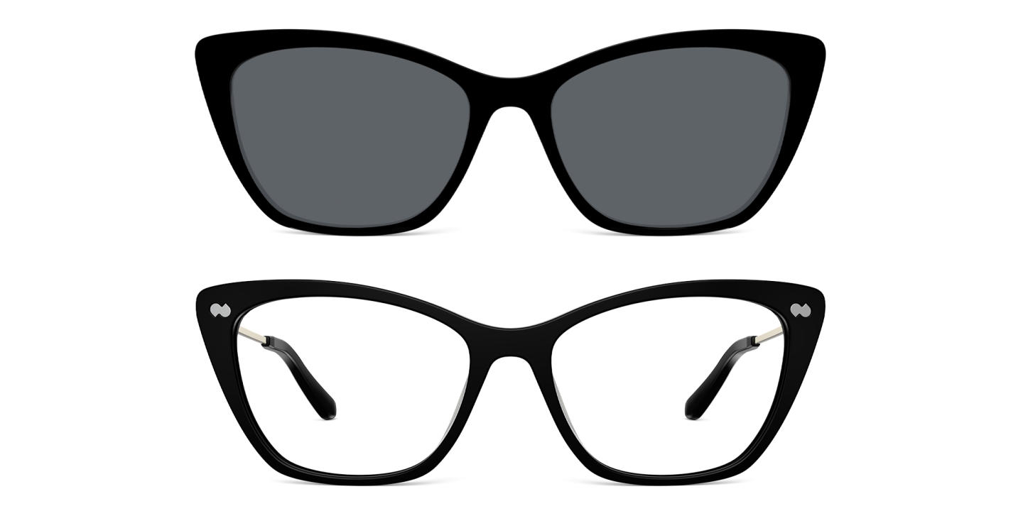 Shop Pair Eyewear The Wanda Eyeglasses with Sun Top in Black Gold online.
