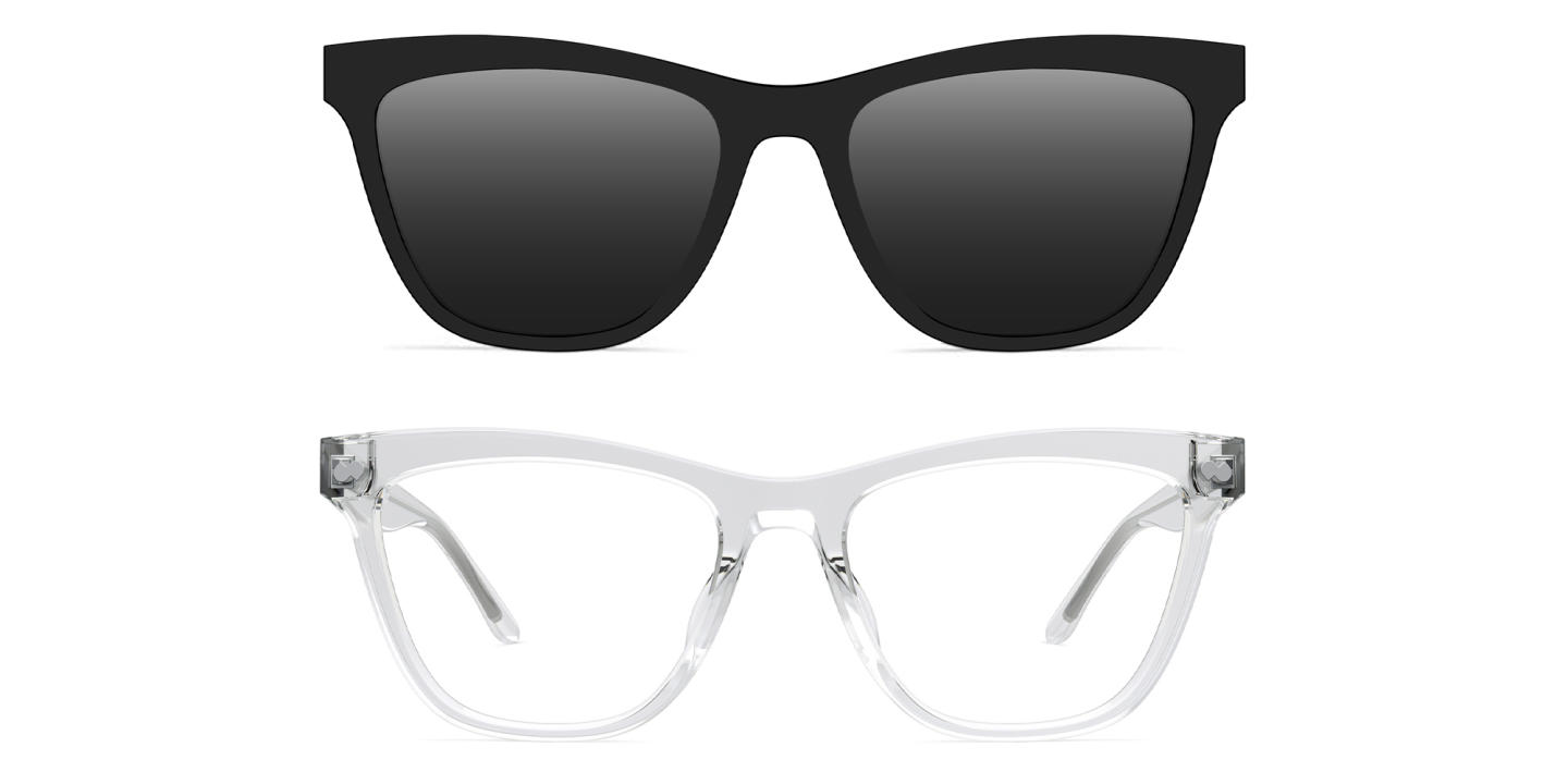Shop Pair Eyewear The Harper Eyeglasses with Sun Top in Crystal Clear online.