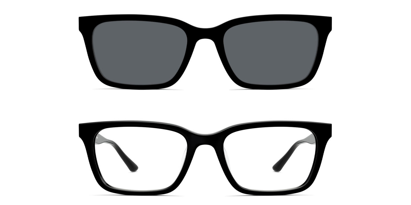 Shop Pair Eyewear The Larkin Unisex Eyeglasses with Sun Top in Black online.