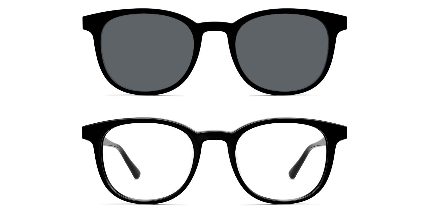 Shop Pair Eyewear The Reese Unisex Eyeglasses with Sun Top in Black online.