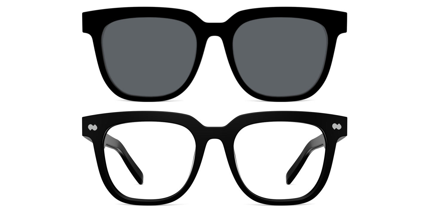 Shop Pair Eyewear The Payton Unisex Eyeglasses with Sun Top in Black online.