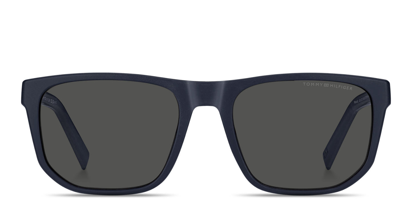 Shop Tommy Hilfiger Logo Rectangle Sunglasses in Blue online.