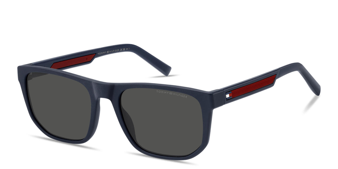 Shop Tommy Hilfiger Logo Rectangle Sunglasses in Blue online.