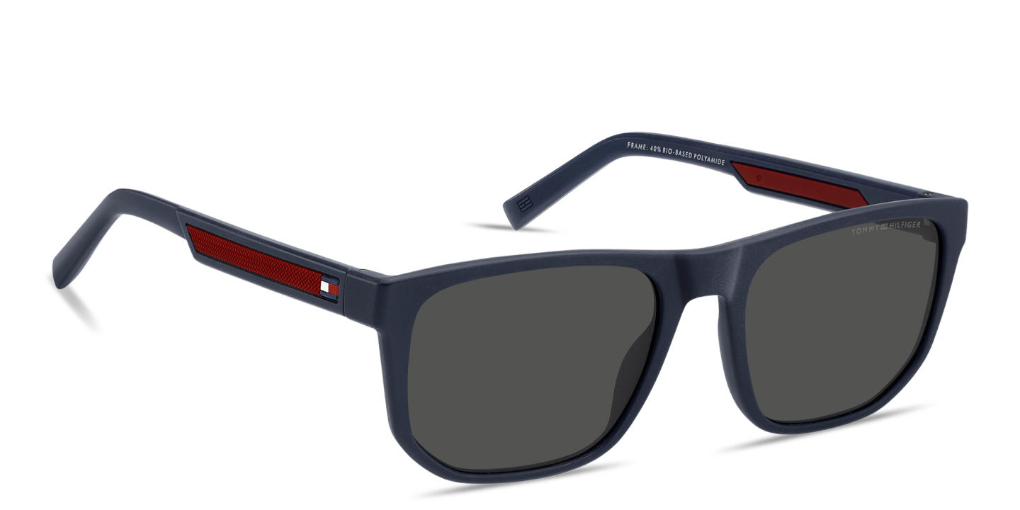 Shop Tommy Hilfiger Logo Rectangle Sunglasses in Blue online.