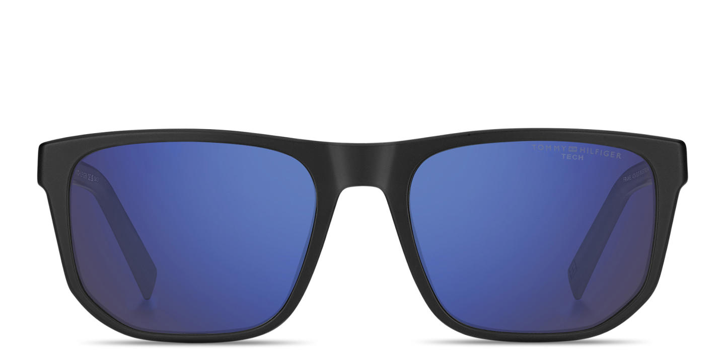 Shop Tommy Hilfiger Logo Rectangle Sunglasses in Black online.
