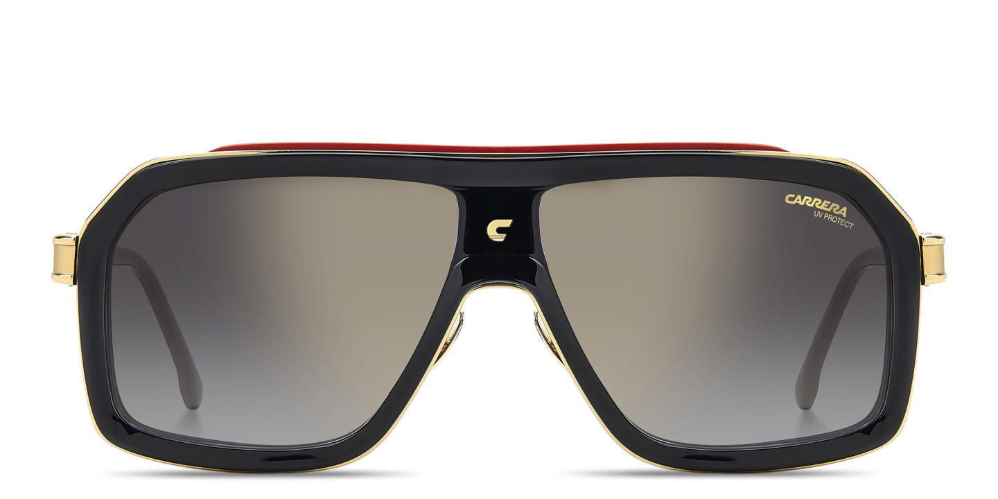 Shop Carrera Engraved Logo Rectangle Sunglasses in Black online.