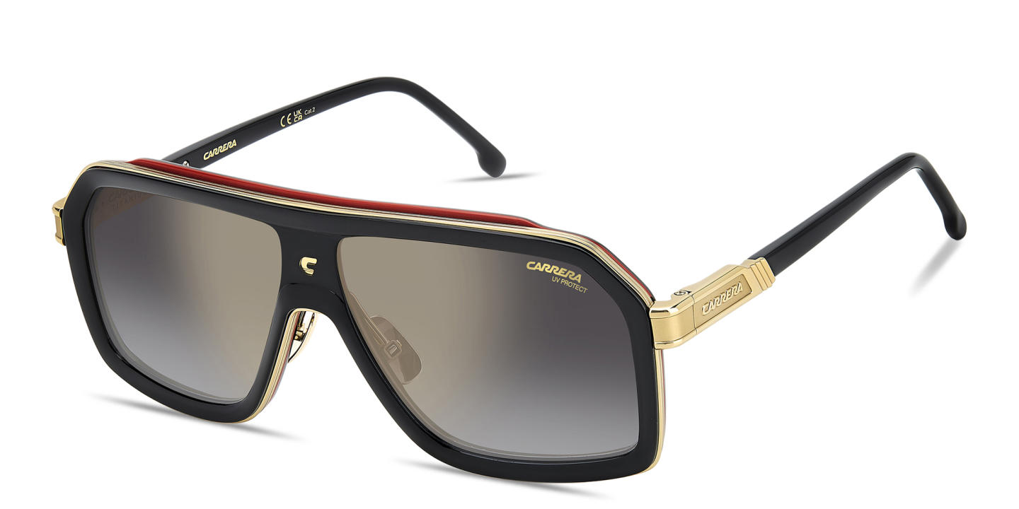 Carrera Engraved Logo Rectangle Sunglasses in Black – Product Photo 1