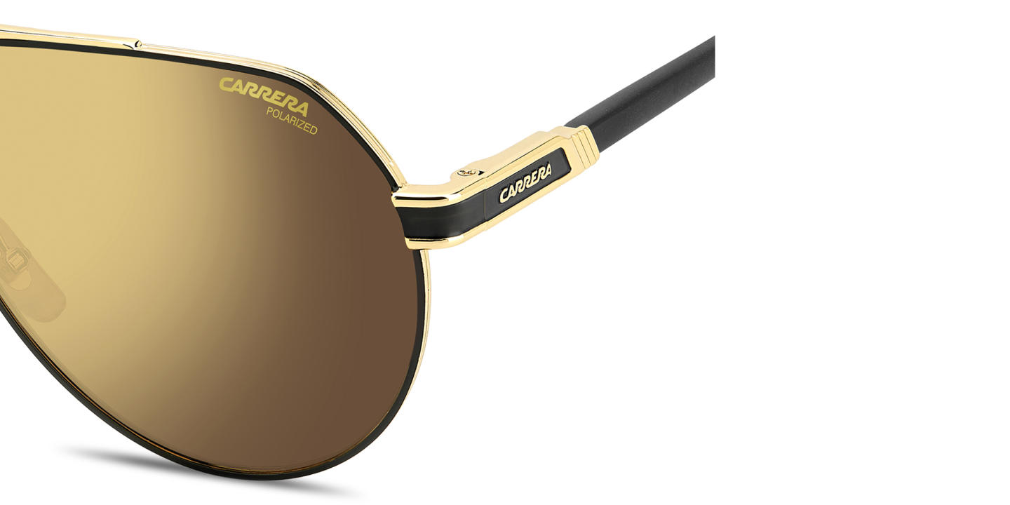 Shop Carrera Logo Signature Pilot Sunglasses in Gold Black online.