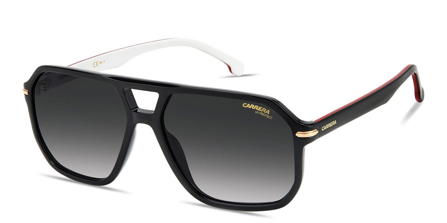 Shop Carrera Logo Lettering Rectangle Sunglasses in Black online.