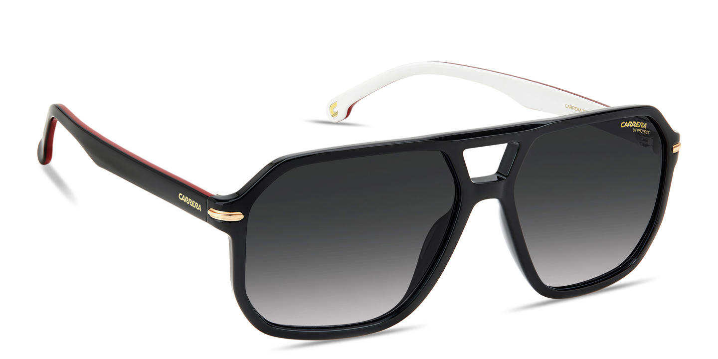 Shop Carrera Logo Lettering Rectangle Sunglasses in Black online.