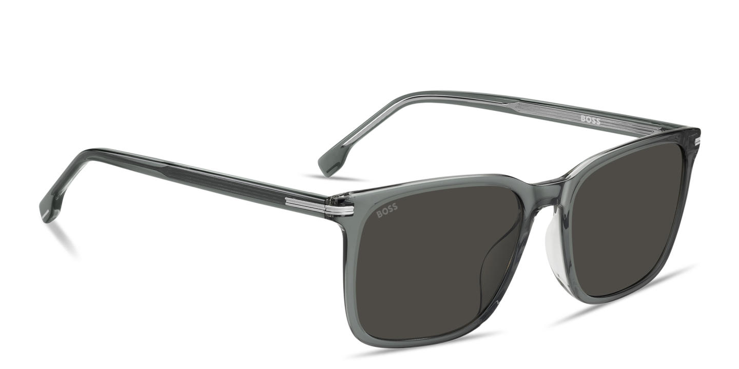 Shop Hugo Boss Logo Lettering Rectangle Sunglasses in Grey online.