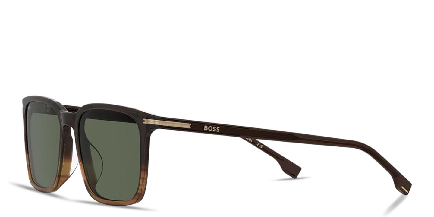 Hugo Boss Logo Lettering Rectangle Sunglasses in Brown Horn – Product Photo 1