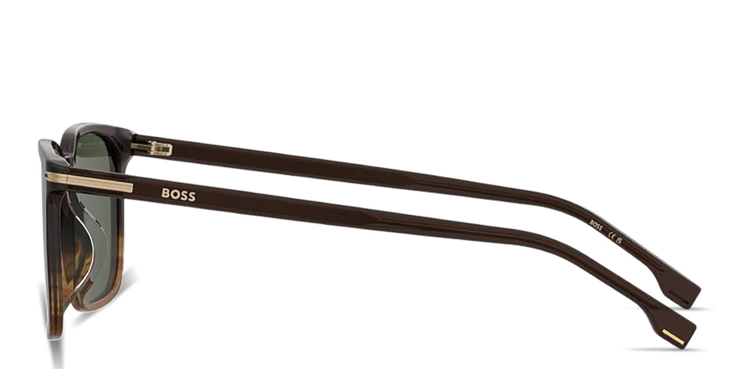 Hugo Boss Logo Lettering Rectangle Sunglasses in Brown Horn – Product Photo 2