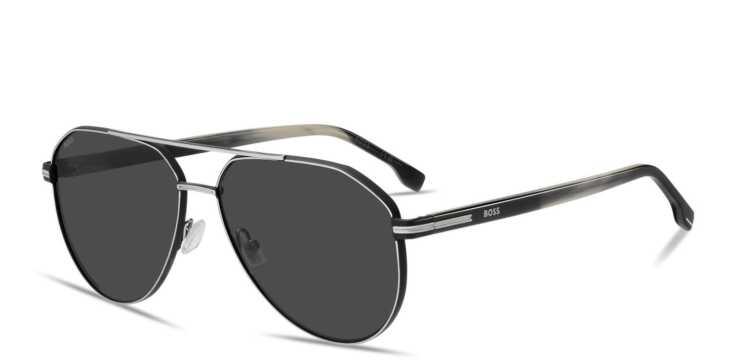 Hugo Boss Logo Signature Pilot Sunglasses in Black – Product Photo 1