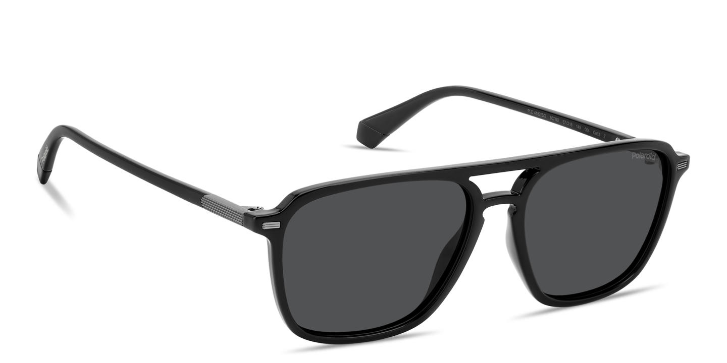 Polaroid Logo Lettering Rectangle Sunglasses in Black – Product Photo 2