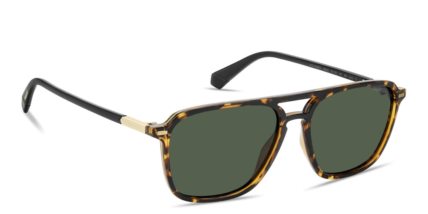 Polaroid Logo Lettering Rectangle Sunglasses in Havana – Product Photo 2