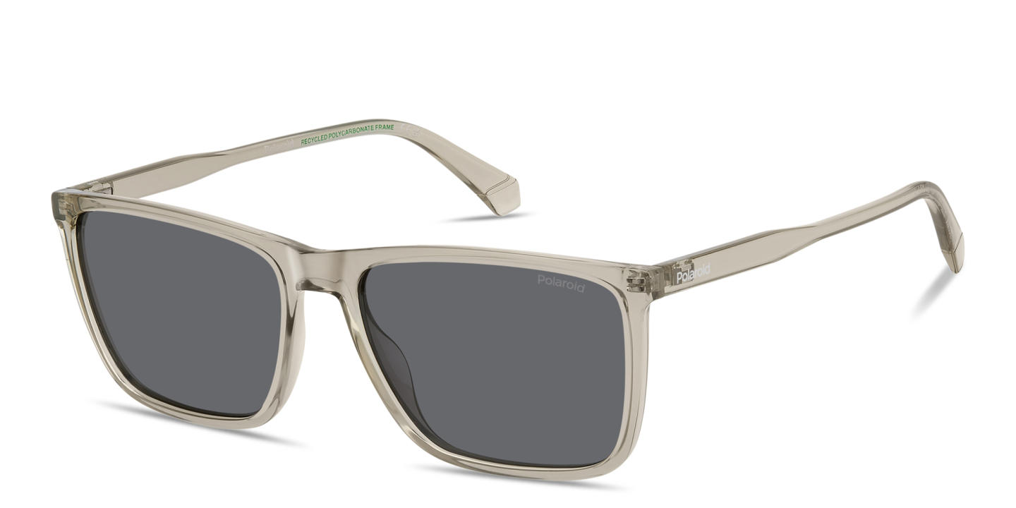 Polaroid Logo Signature Rectangle Sunglasses in Beige – Product Photo 1