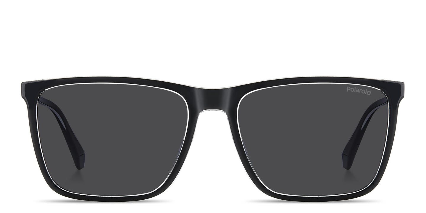 Polaroid Logo Signature Rectangle Sunglasses in Black – Product Photo 0