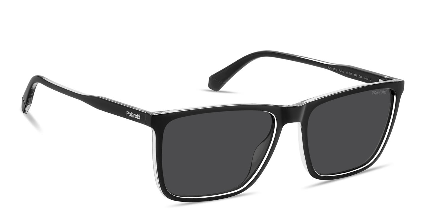 Polaroid Logo Signature Rectangle Sunglasses in Black – Product Photo 2