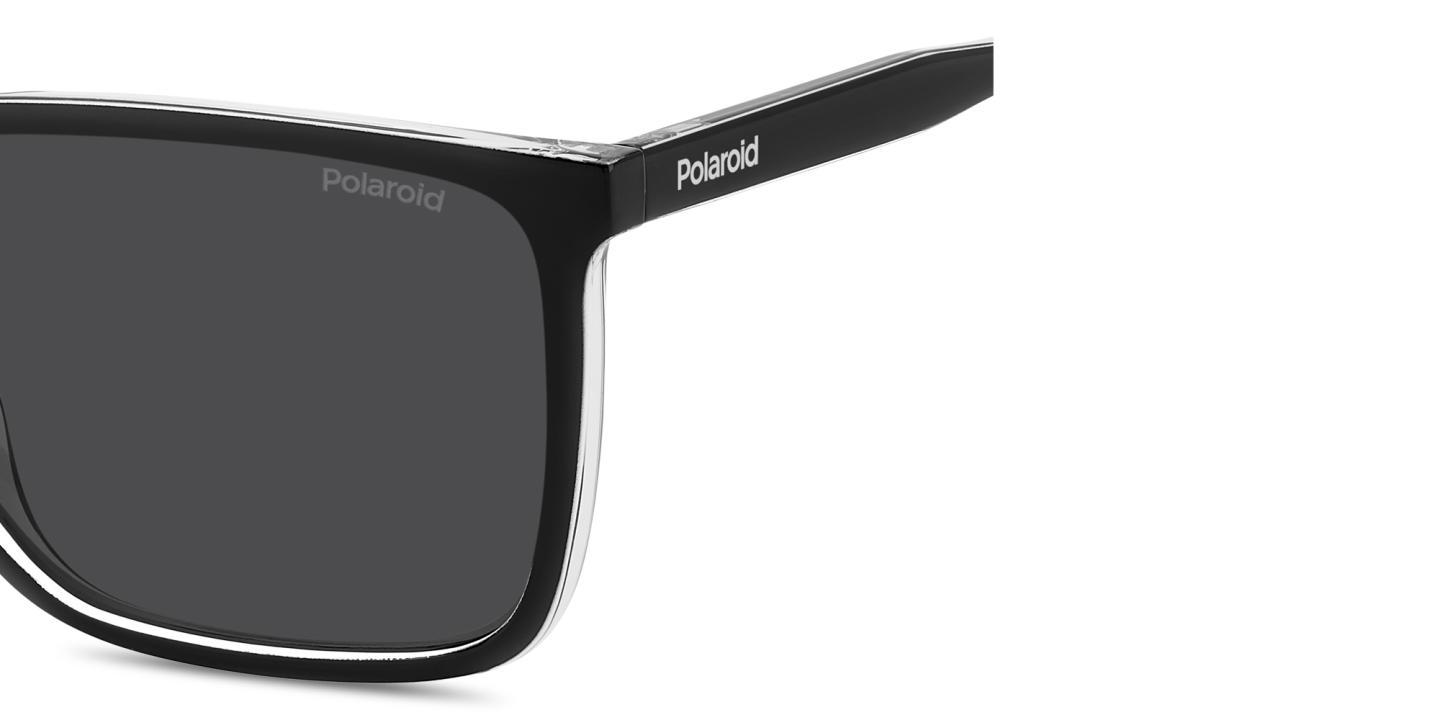 Polaroid Logo Signature Rectangle Sunglasses in Black – Product Photo 3