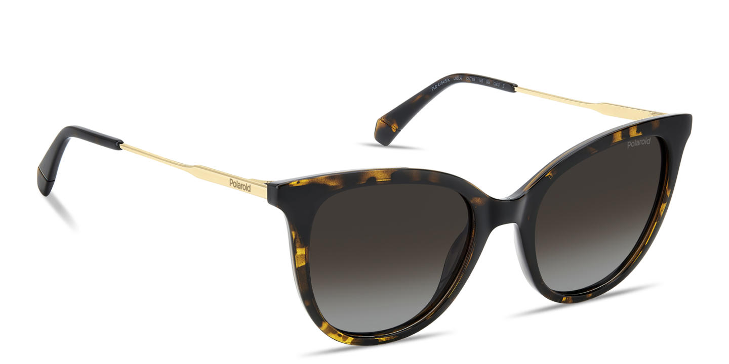 Shop Polaroid Engraved Logo Cat-Eye Sunglasses in Havana online.