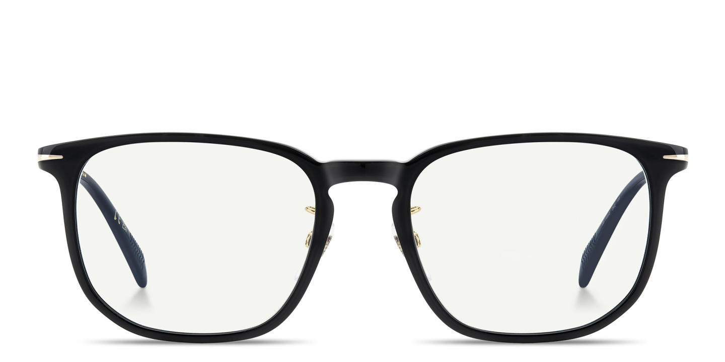 Shop DAVID BECKHAM Talisman Rectangle Eyeglasses in Black online.