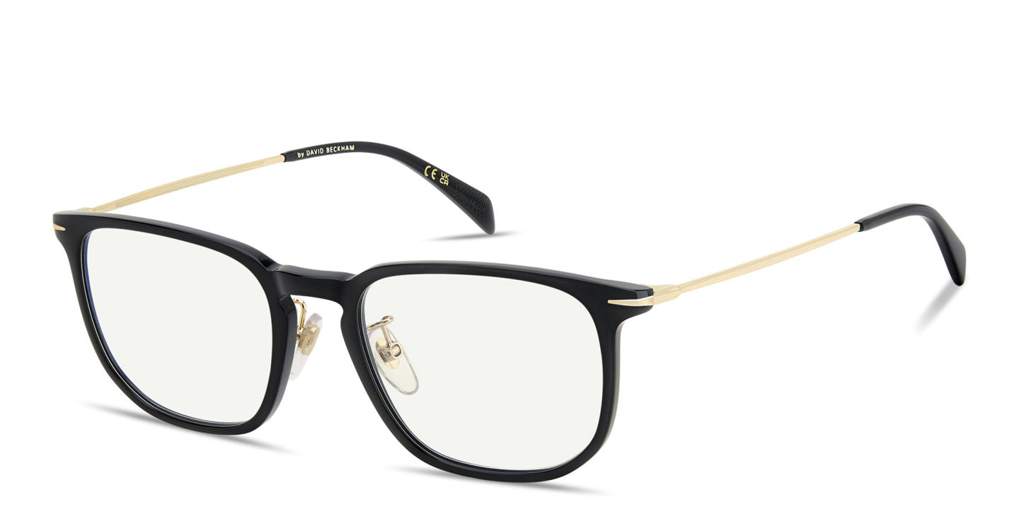 Shop DAVID BECKHAM Talisman Rectangle Eyeglasses in Black online.