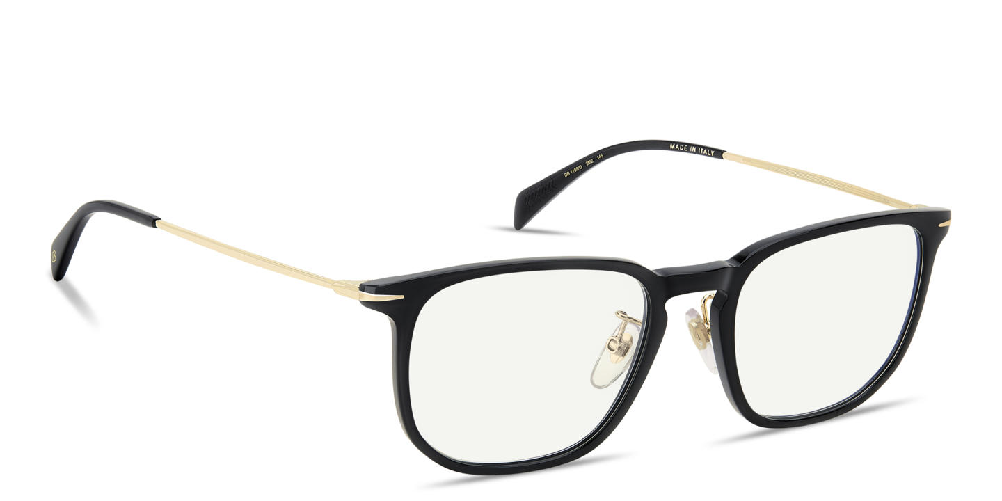 Shop DAVID BECKHAM Talisman Rectangle Eyeglasses in Black online.